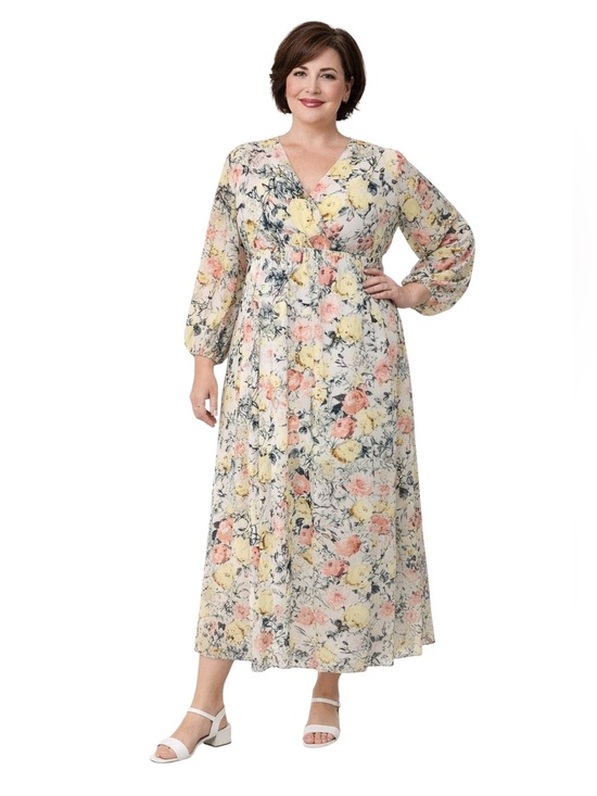 INC International Concepts Dresses & Skirts - INC White Floral Chiffon Slitted Wrap Cruise Brunch Church Summer Maxi Dress. 2X
